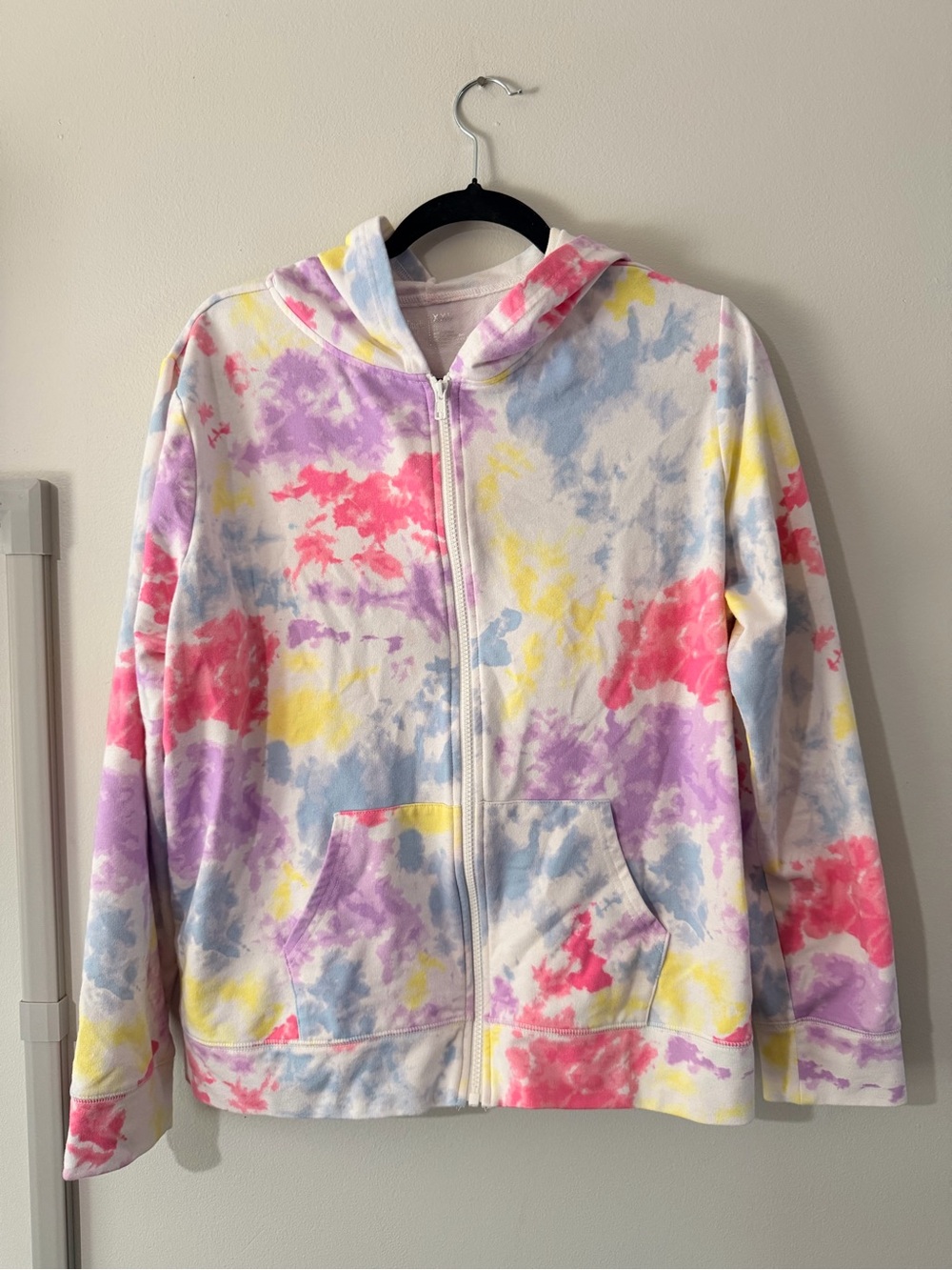 Tie-Dye Zip Hoodie Jacket - Pastel Multicolor
